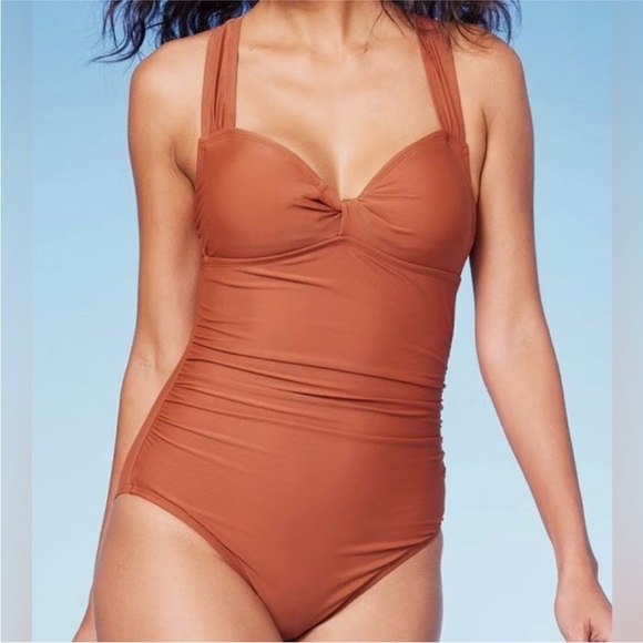 Kona Sol Rust Orange One-Piece Swimsuit NWT - Picture 1 of 8